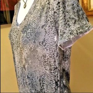 Calvin Klein rare reptile quick dry STUD striped stretch snake Pattern top S